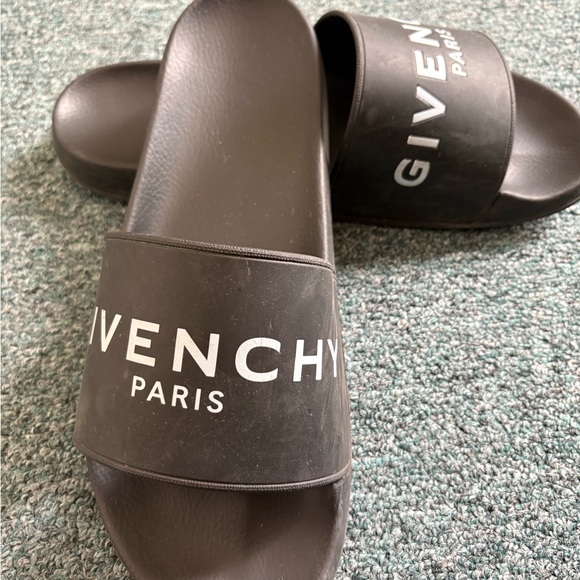 Givenchy Black and White Logo Slide Sandals
